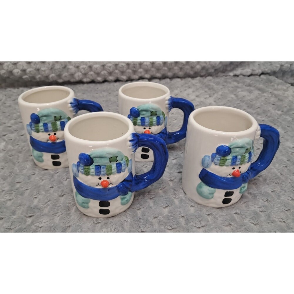 Set 4 Designpac Snowman Wearing Hat Gloves Scarf Christmas Winter Coffee Tea